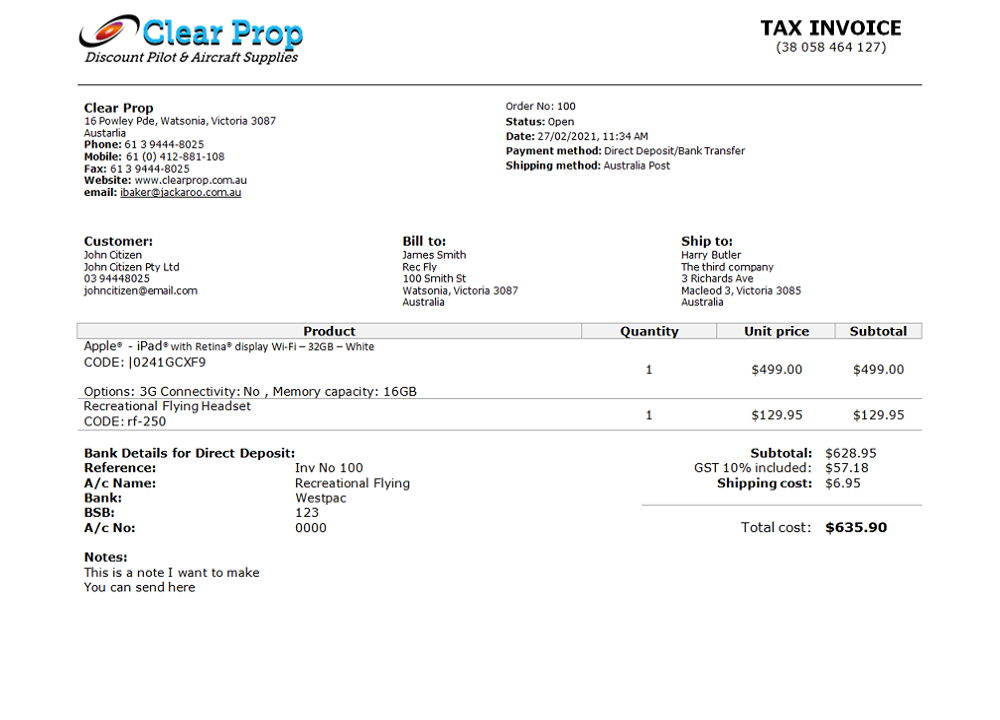 Australia Clear Prop Discount Pilot & Aircraft Supplies company PSD template